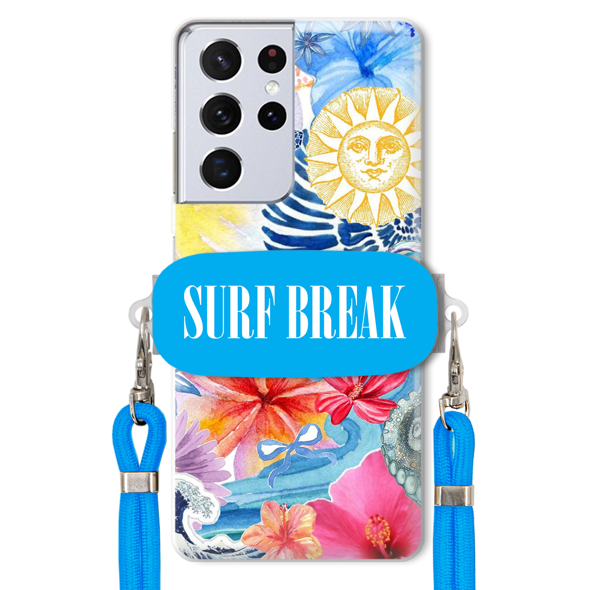 Puzdro pre Samsung S21 Ultra Crossbody Blue držiak Surf Break Lata
