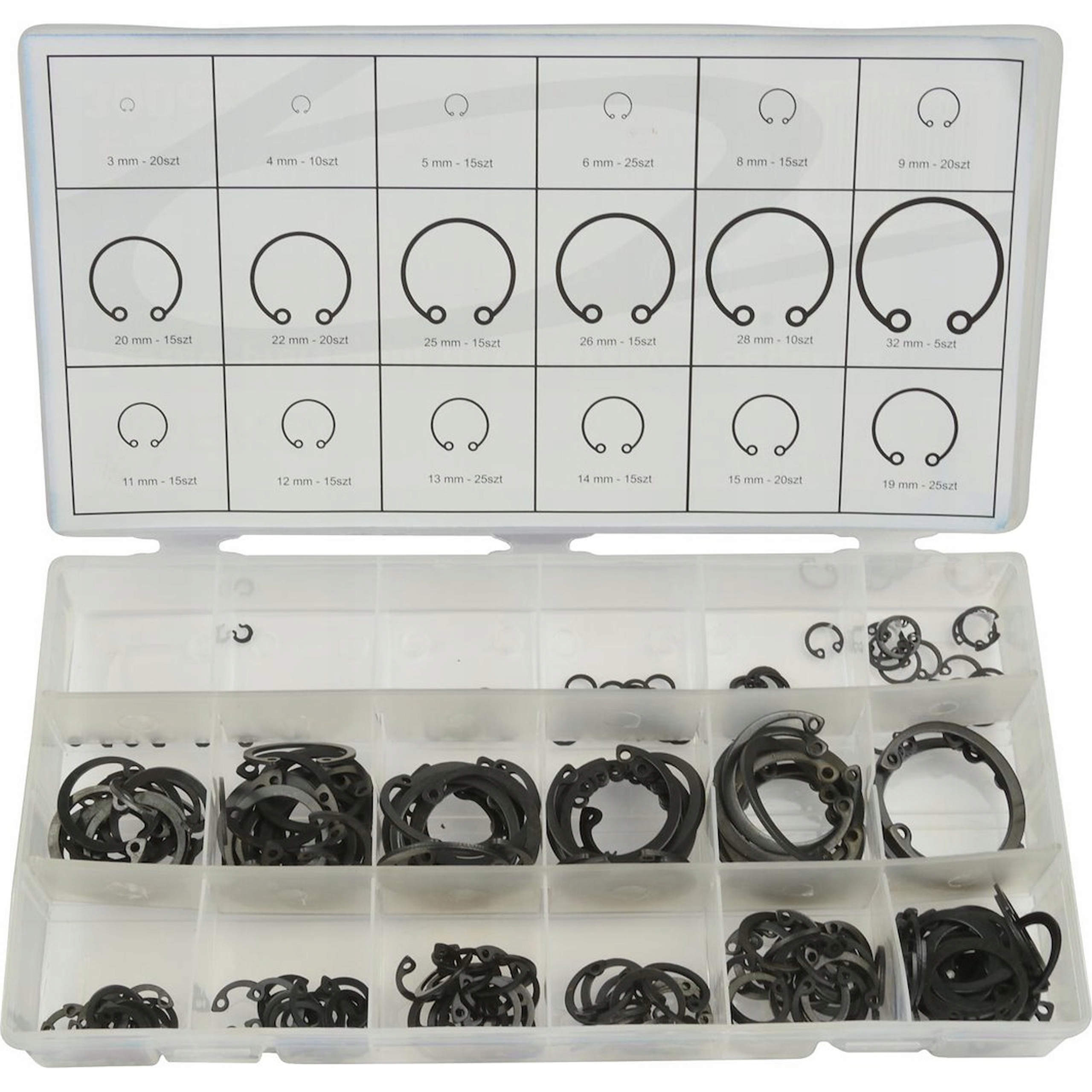 Zestaw pierścieni Segera wewnętrznych Geko 300 szt. 3-32 mm G02803