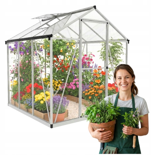 Zahradní Skleník Z Polykarbonátu 4 MM 178 X 168 CM Viola Stříbrná Základ