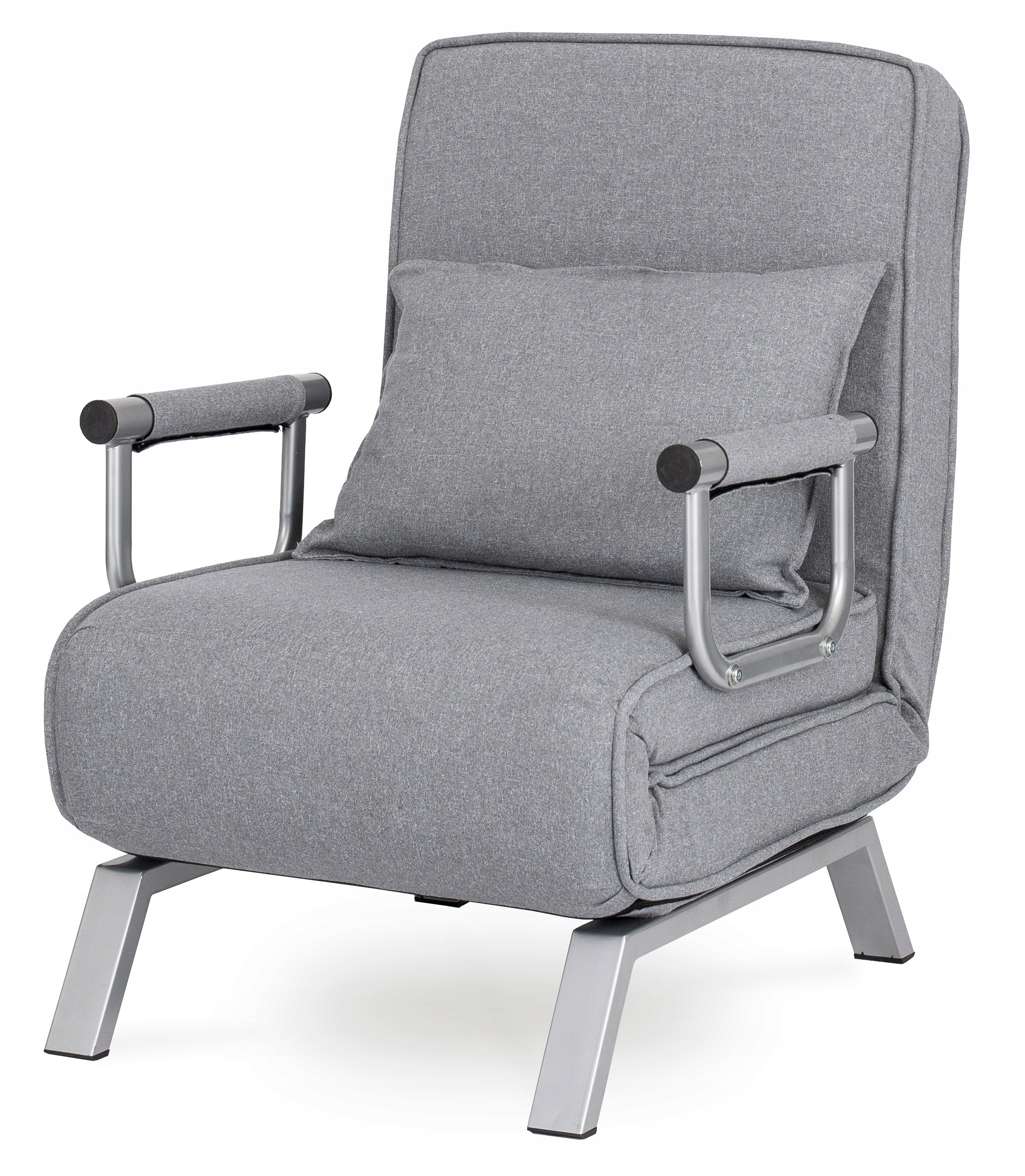 Fotel Wypoczynkowy Rozkładany Tapicerowany Do Spania Salonu Szary BART Wysokość mebla 83 cm