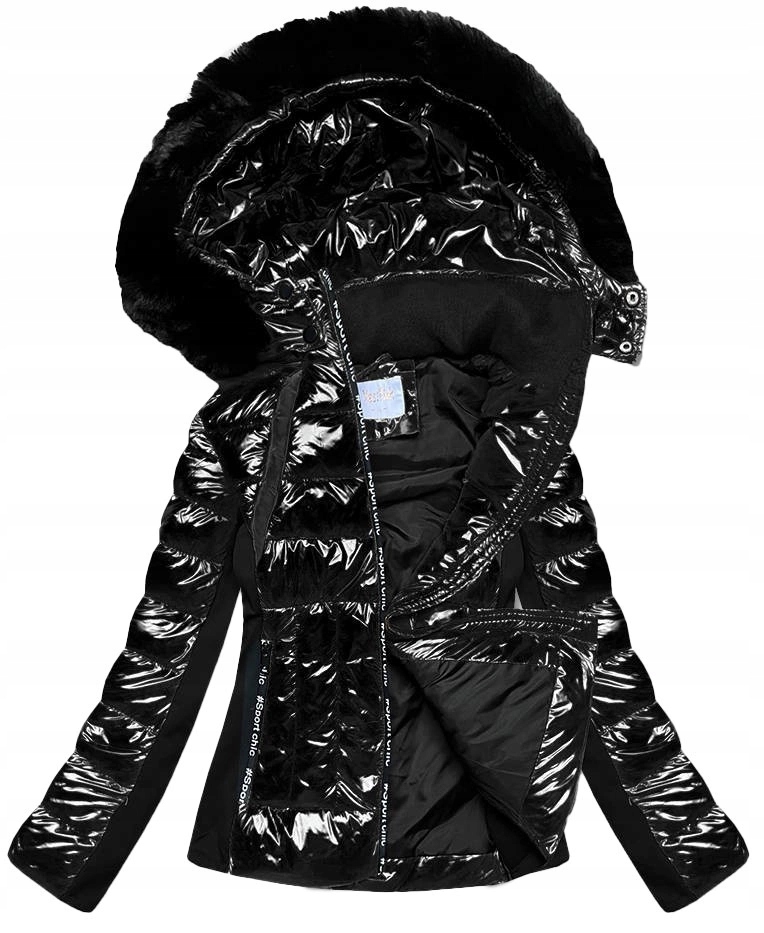 Lesklá Krátká Bunda DK100 Černá M (38)