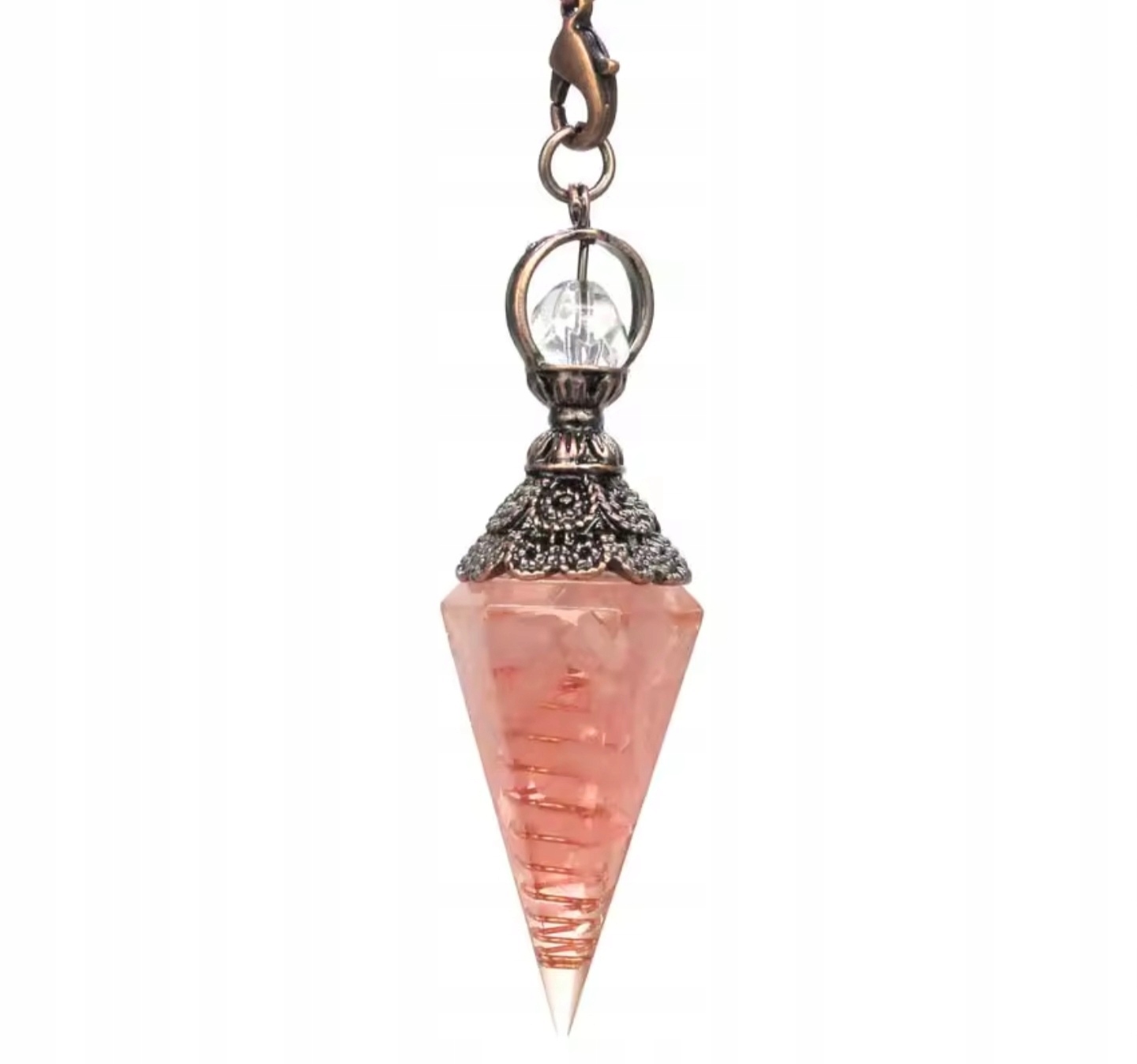 WAHADEŁKO WAHADŁO KWaRC RÓŻOWY RADIESTEZJA WISIOREK AMULET MEDYTACJA