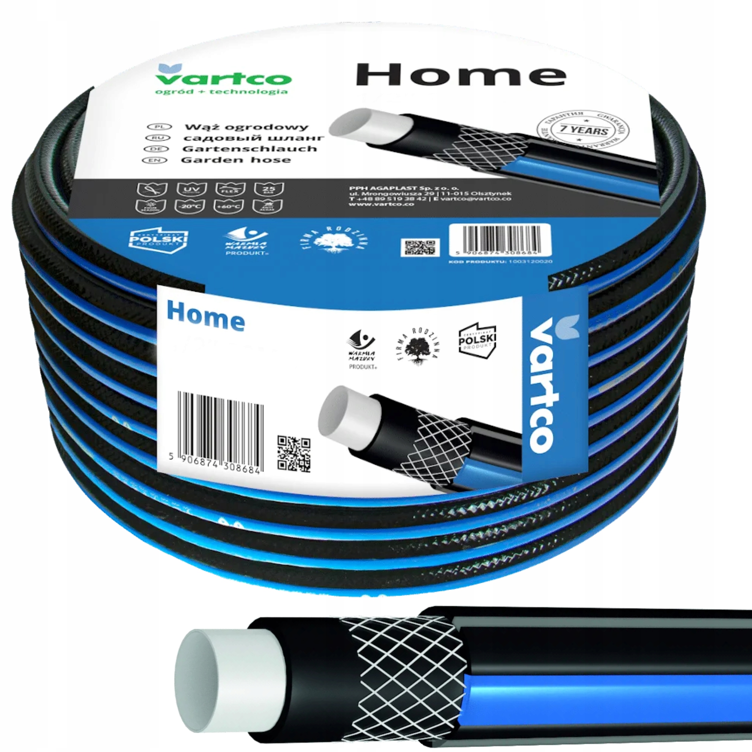WĄŻ OGRODOWY 4-WARSTWOWY VARTCO HOME 25BAR 3/4'''' 30M PRODUKT POLSKI