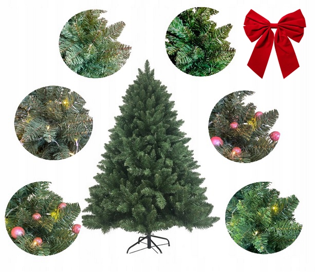 Umelý vianočný stromček Jedľa Klasická Zelená Živá so stojanom 180 cm