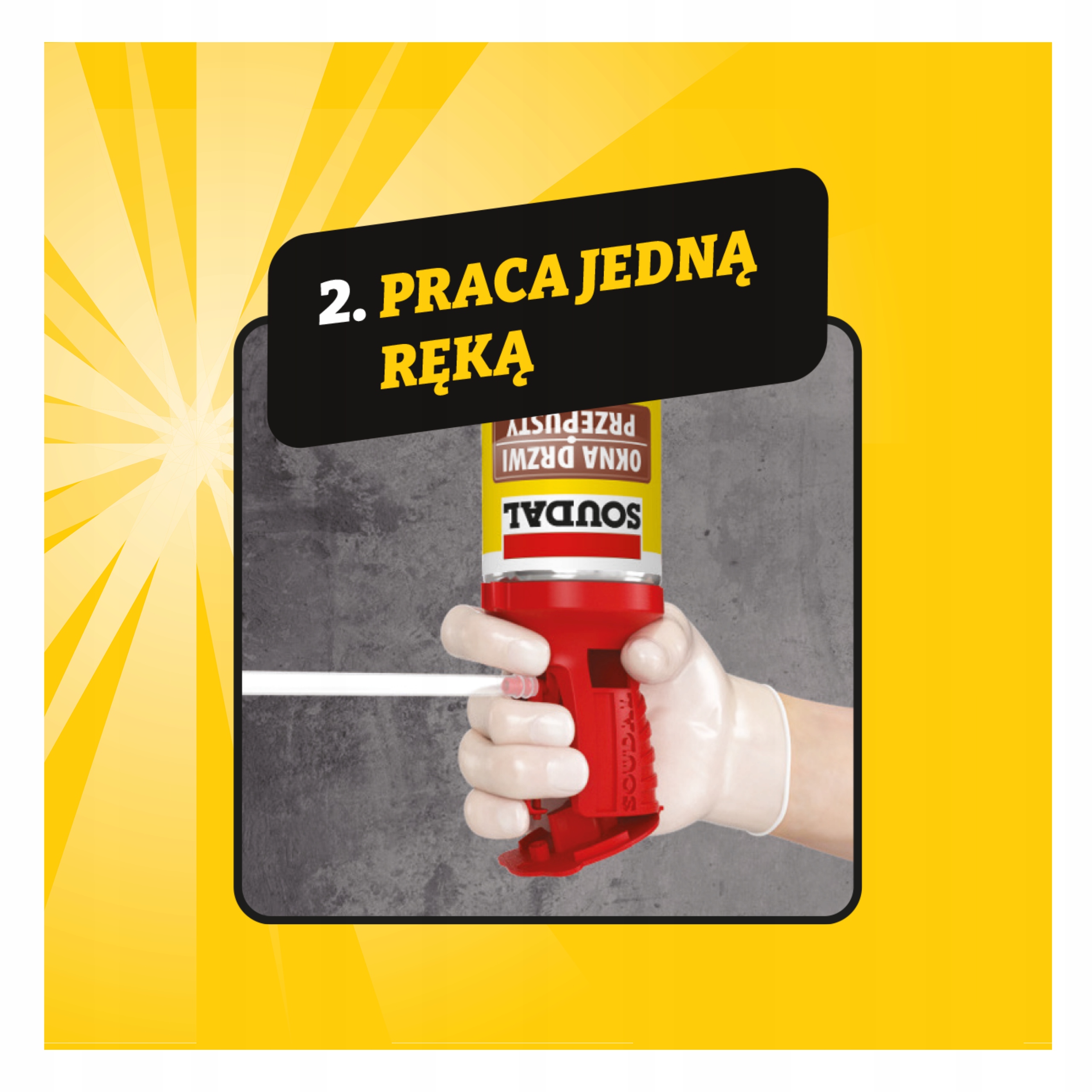 Pianka montażowa Soudal z aplikatorem Genius Gun 770ml nie wymaga pistoletu
