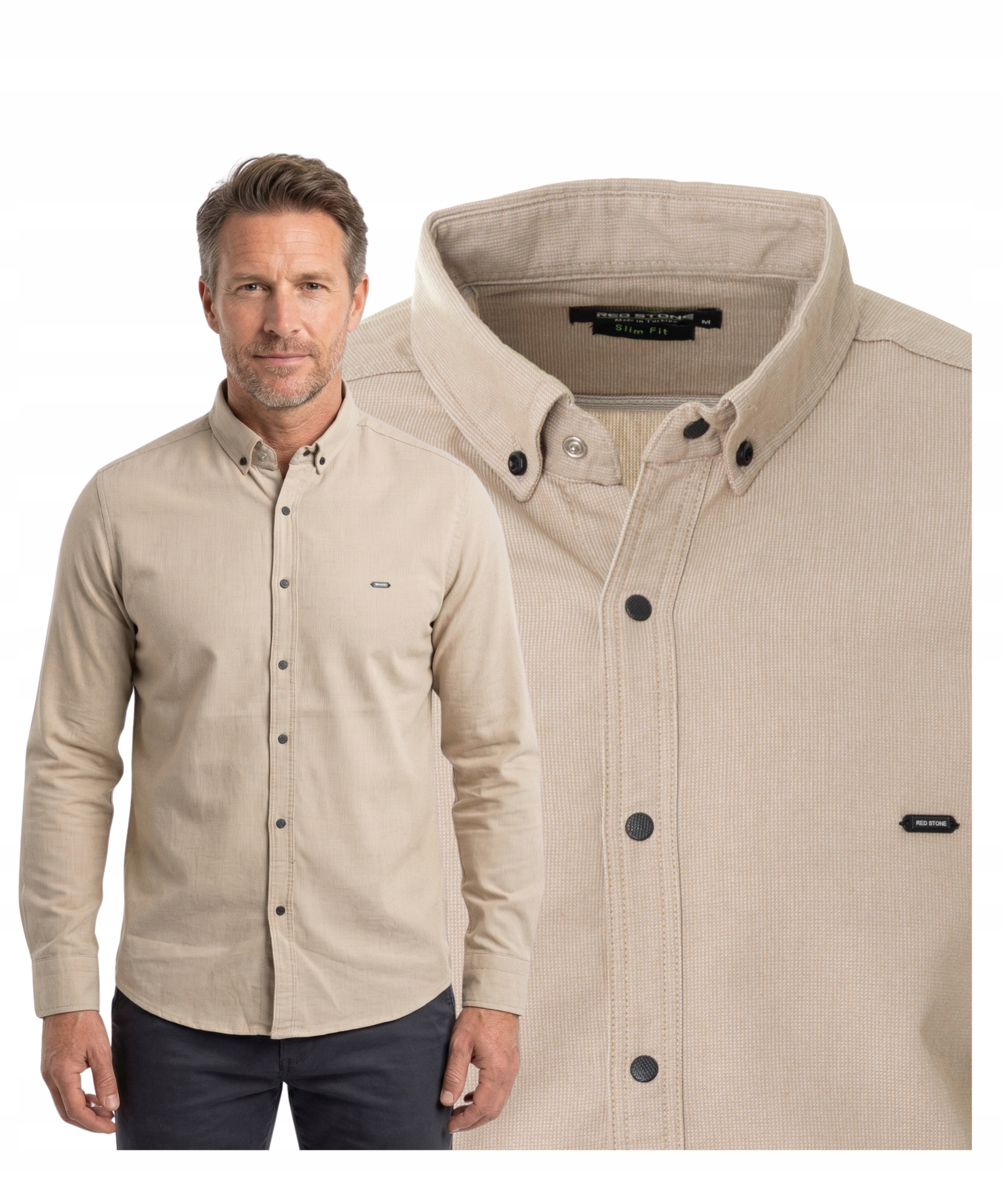 Koszula męska z długim rękawem stylowa rozpinana Wiosenna Bawełna Roz M