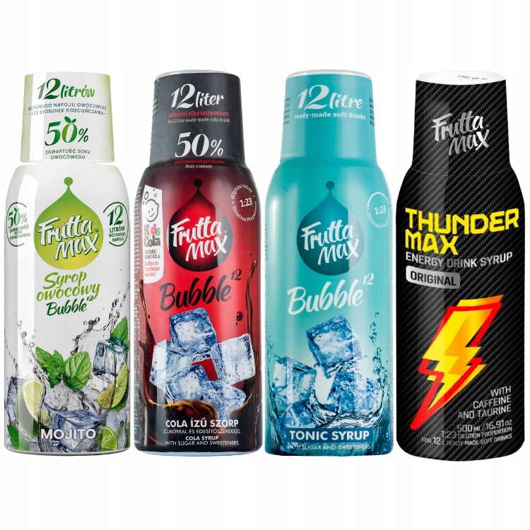 Levně Sirup do vody koncentrát Fruttamax 4 x 500 ml Mojito Tonic Cola Energy Drink