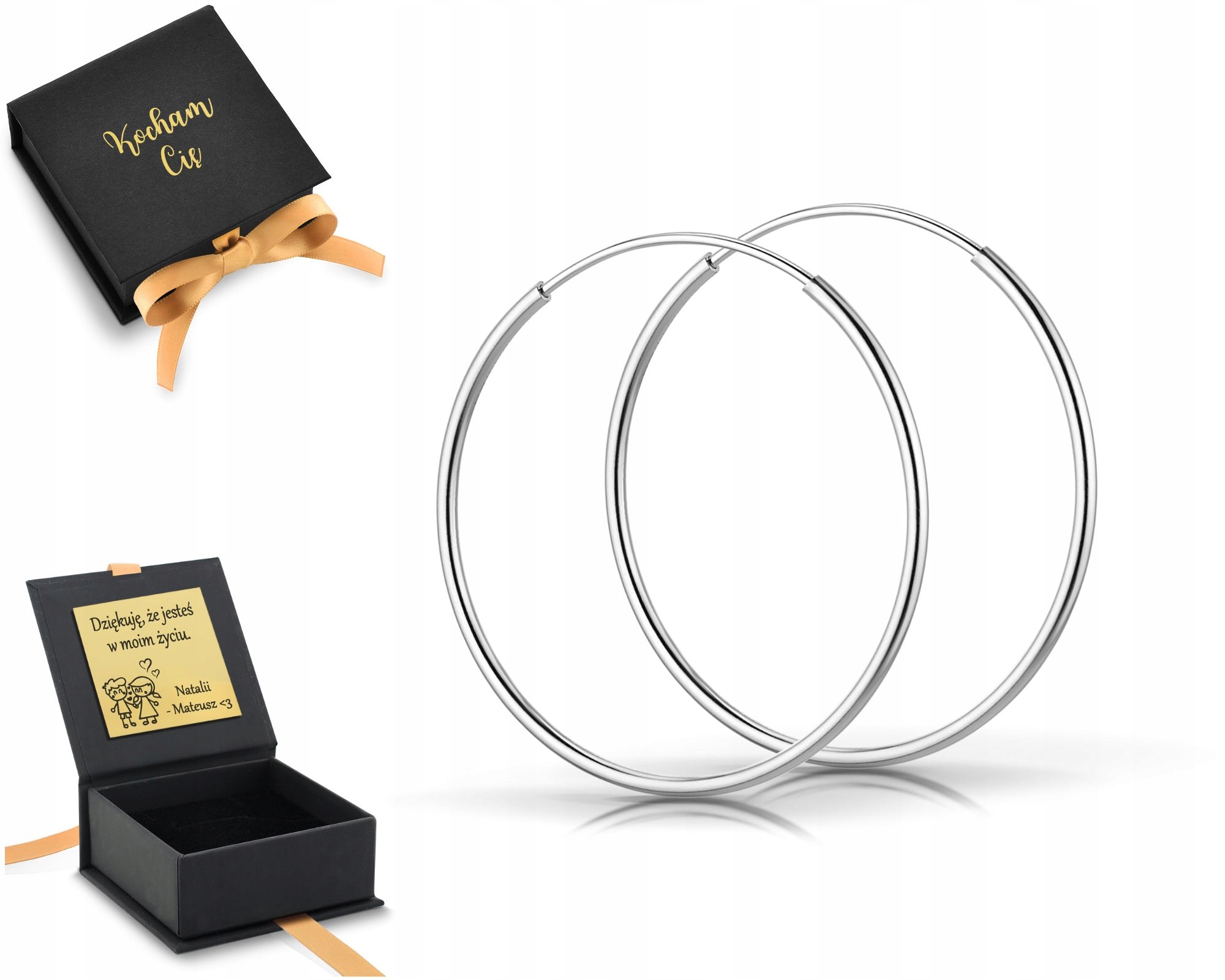 Stříbrné Náušnice Kruhy 925 3,5 CM 35 MM, Hladké