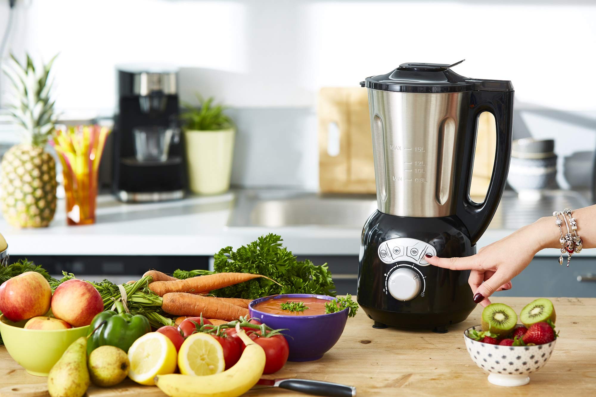 SENYA Blender Zup Smoothie Gotowanie Na Parze 1400W 1,5L Czarny — miniatura 2