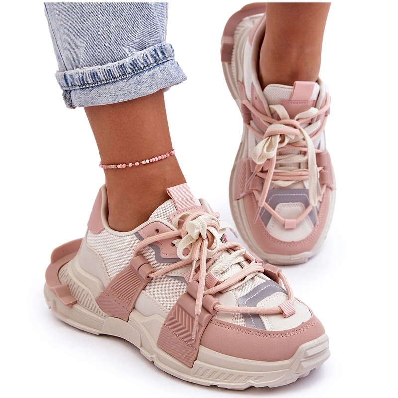 Dámské Módní Sportovní Boty Béžovo-růžové, Velikost 39