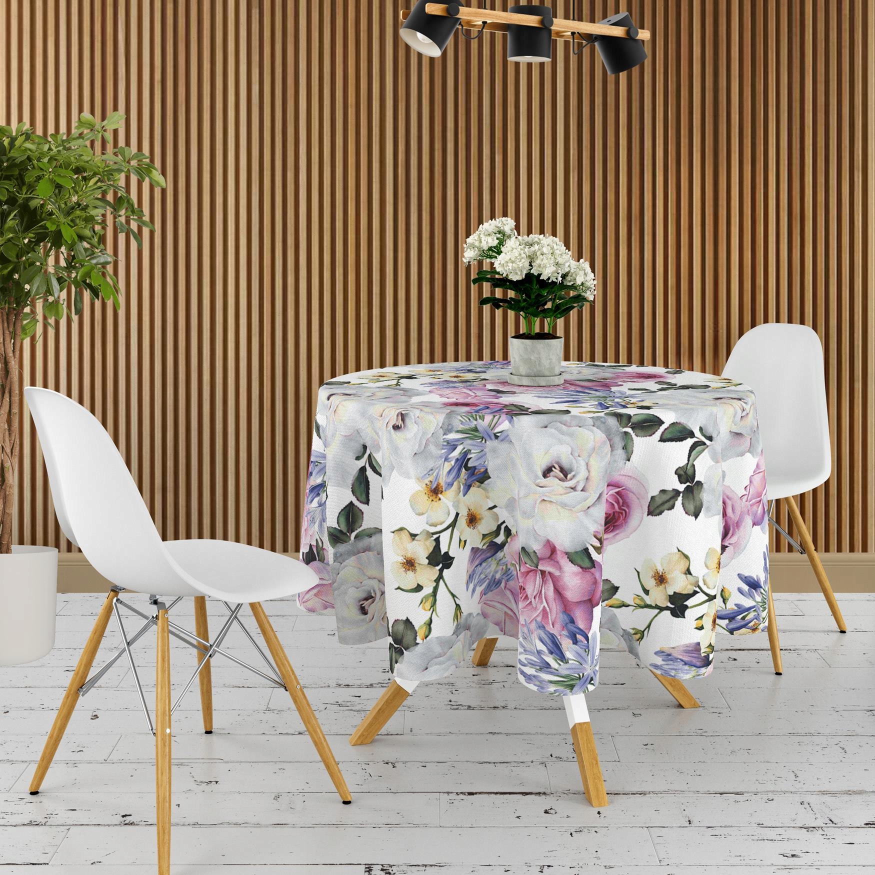 OBRUS OKRĄGŁY NA STÓŁ DEKORACYJNY 140 CM PLAMOODPORNY KOŁO WZÓR KWIATY 010 Informacje dodatkowe plamoodporny