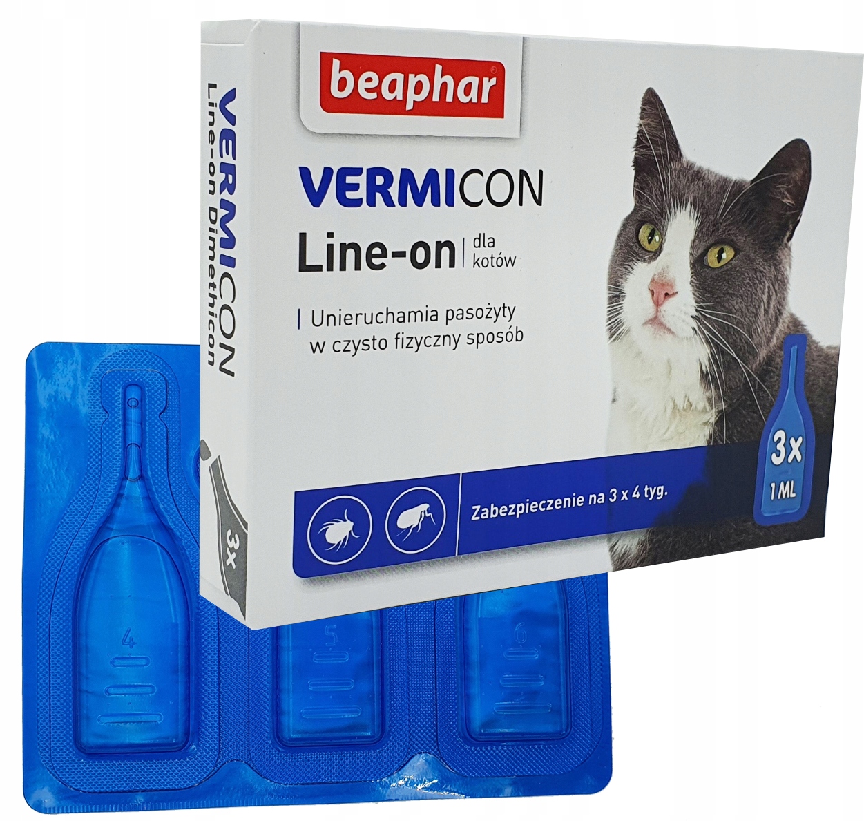 Beaphar Vermicon Kapky Klíšťata Blechy Kočka 3x1 ml