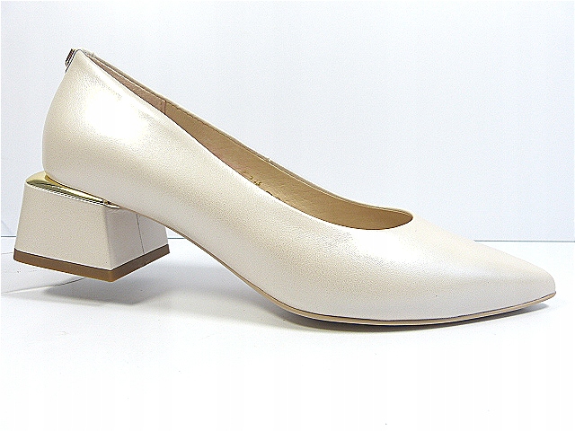 Dámské kožené lodičky na podpatku Sala 37 béžové