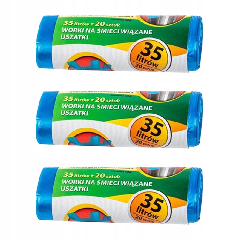 

3x Worki Na Śmieci Uszatki 35L 20 Szt