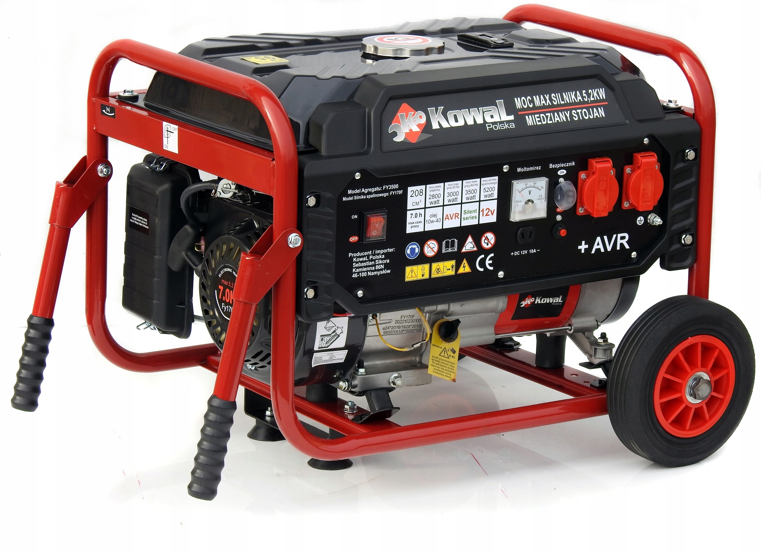 PROFESJONALNY AGREGAT PRĄDOTWÓRCZY 5,2kW KOŁA AVR+ MIEDZIANY STOJAN KOWAL Rozruch ręczny