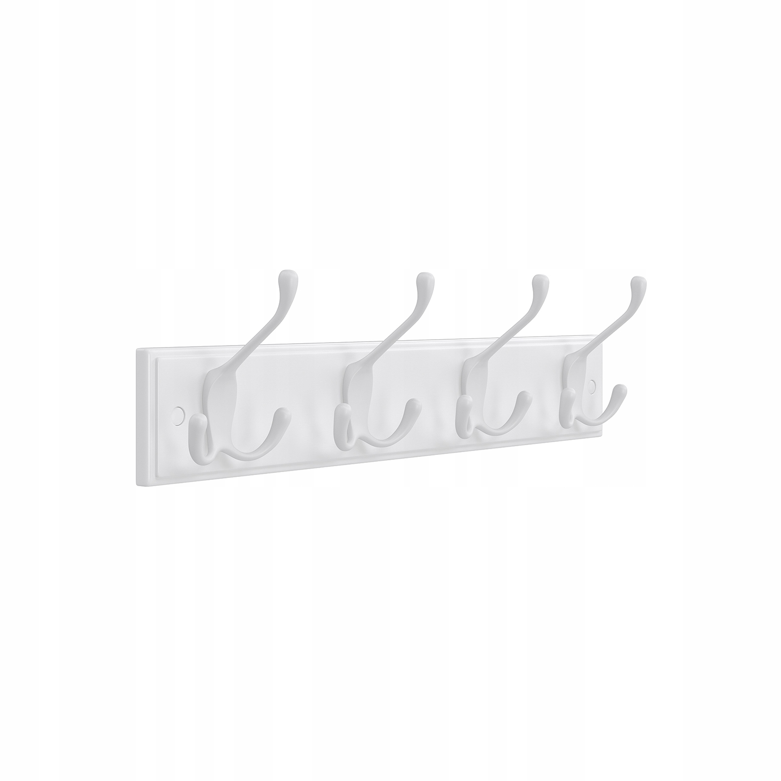Nástěnný věšák se 4 háčky na oblečení, klíče, klobouky, kabelky, bílý