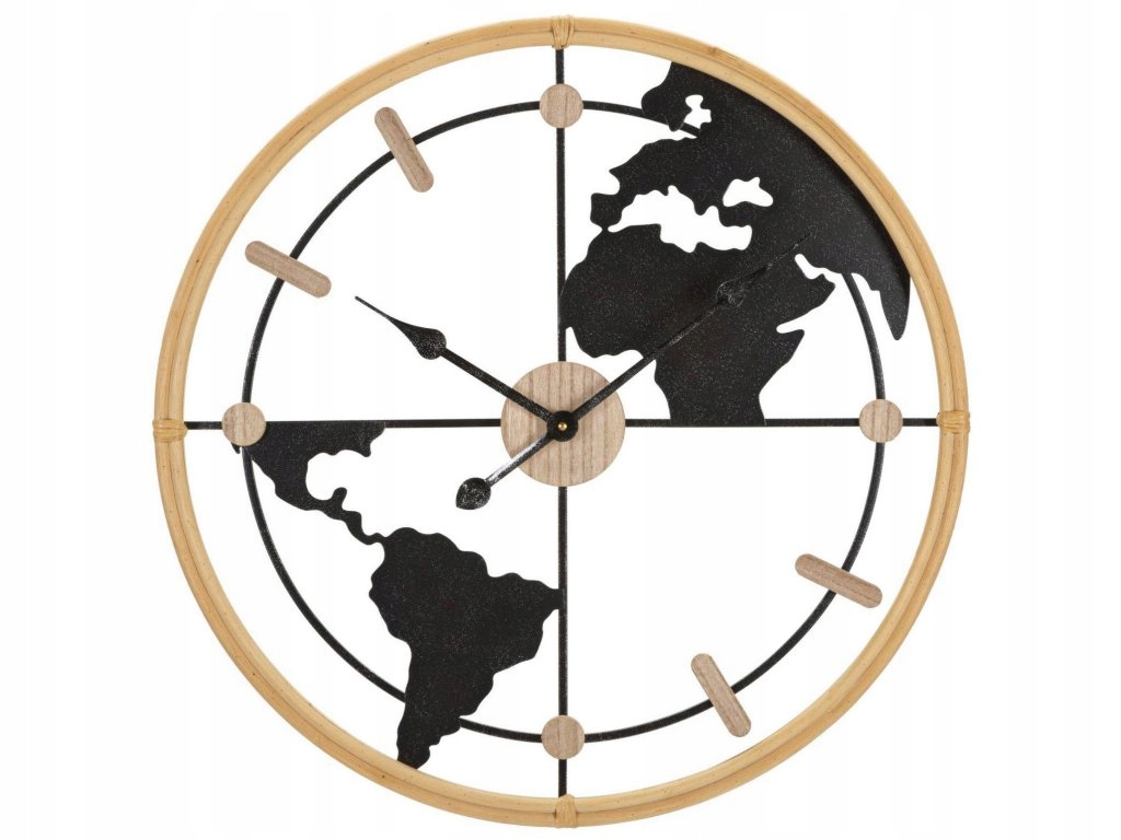 Nástenné hodiny s mapou sveta, ? 60 cm