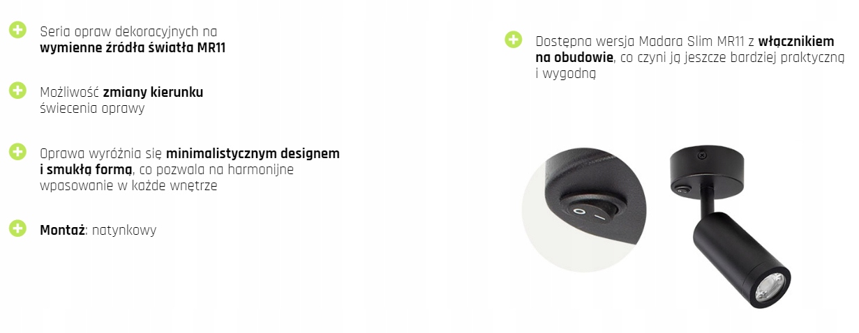 Lampa ścienna Kinkiet z włącznikiem REGULOWANY LED Marka Spectrum LED