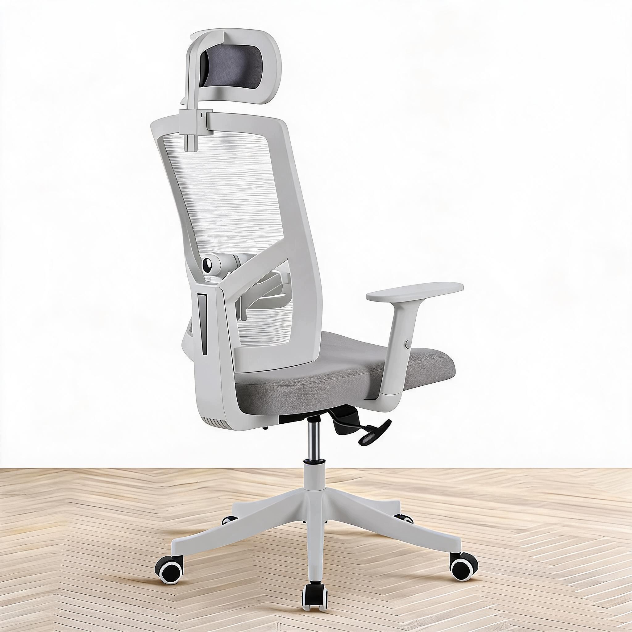 Ergonomická Kancelářská Židle Šedá Síťovina Nastavitelné Podloketníky Opěradlo