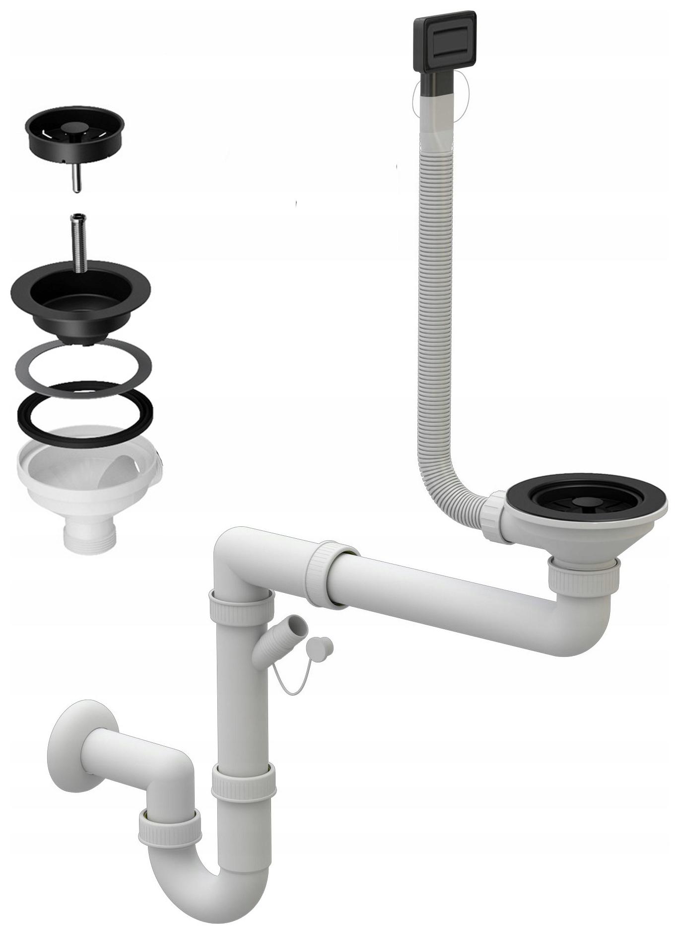 Manuálny Obdĺžnikový Sifón Jednokomorový, Čierny