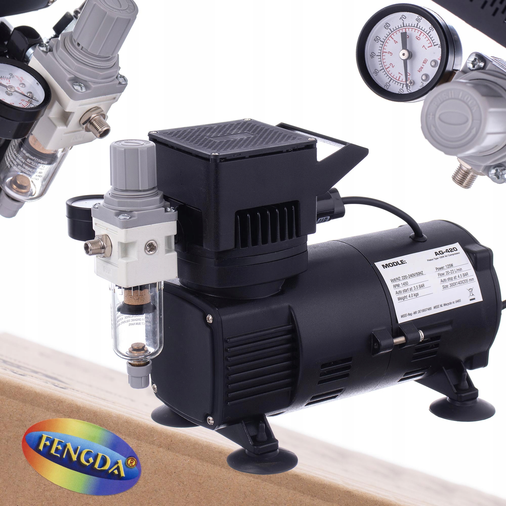 Kompresor Pro Airbrush Se 2 Ventilátory, Výkonný Modelářský Kompresor