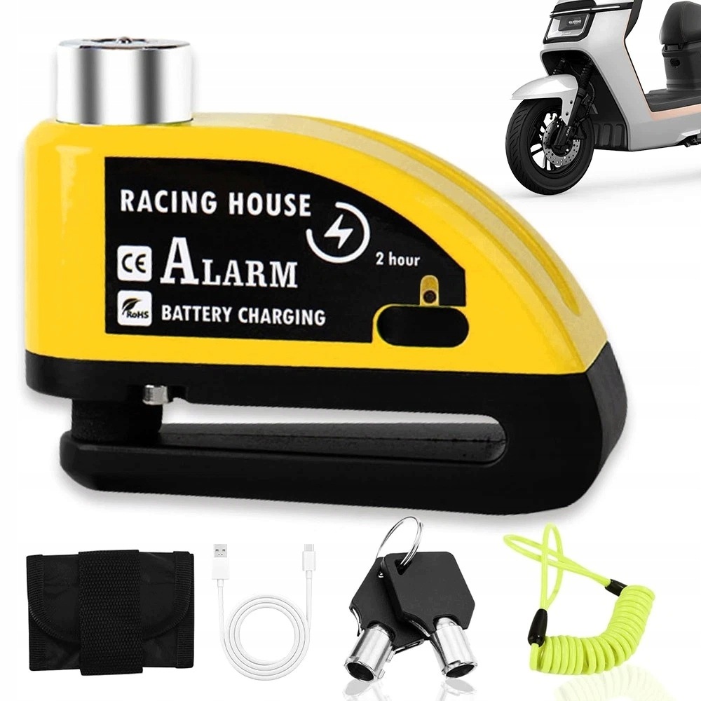 Zámek Na Kolo S Alarmem Disc Lock Hlasité Kolo Skútr 110DB