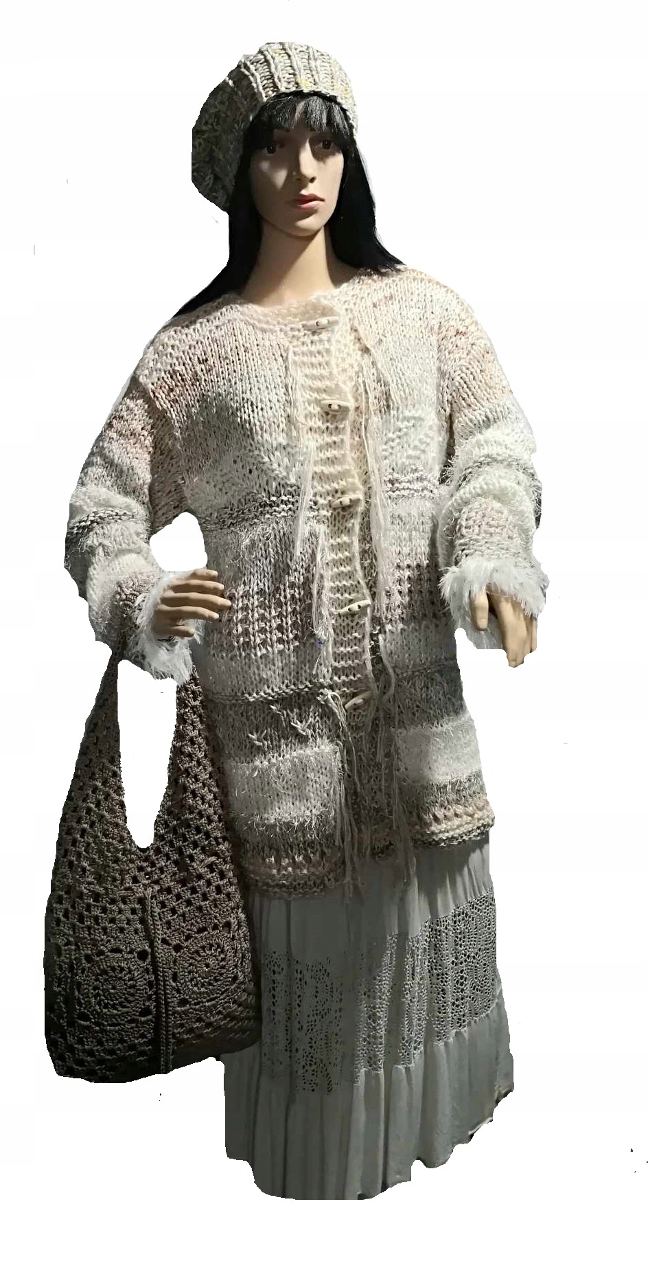 Fantastický jedinečný oversize kardigan řemesla