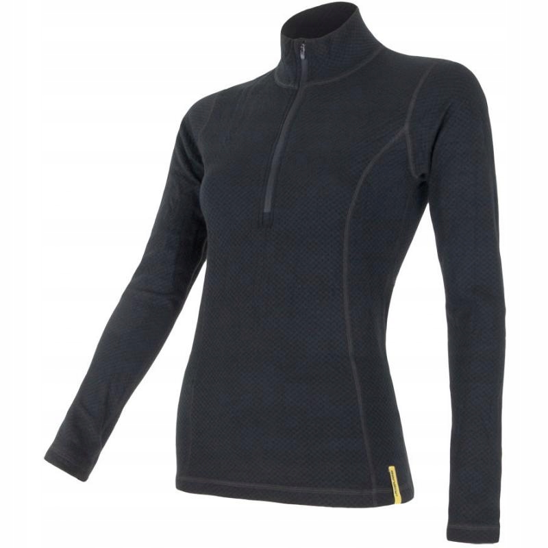 Sensor Triko Merino Df Zip dámské dlouhý černá L
