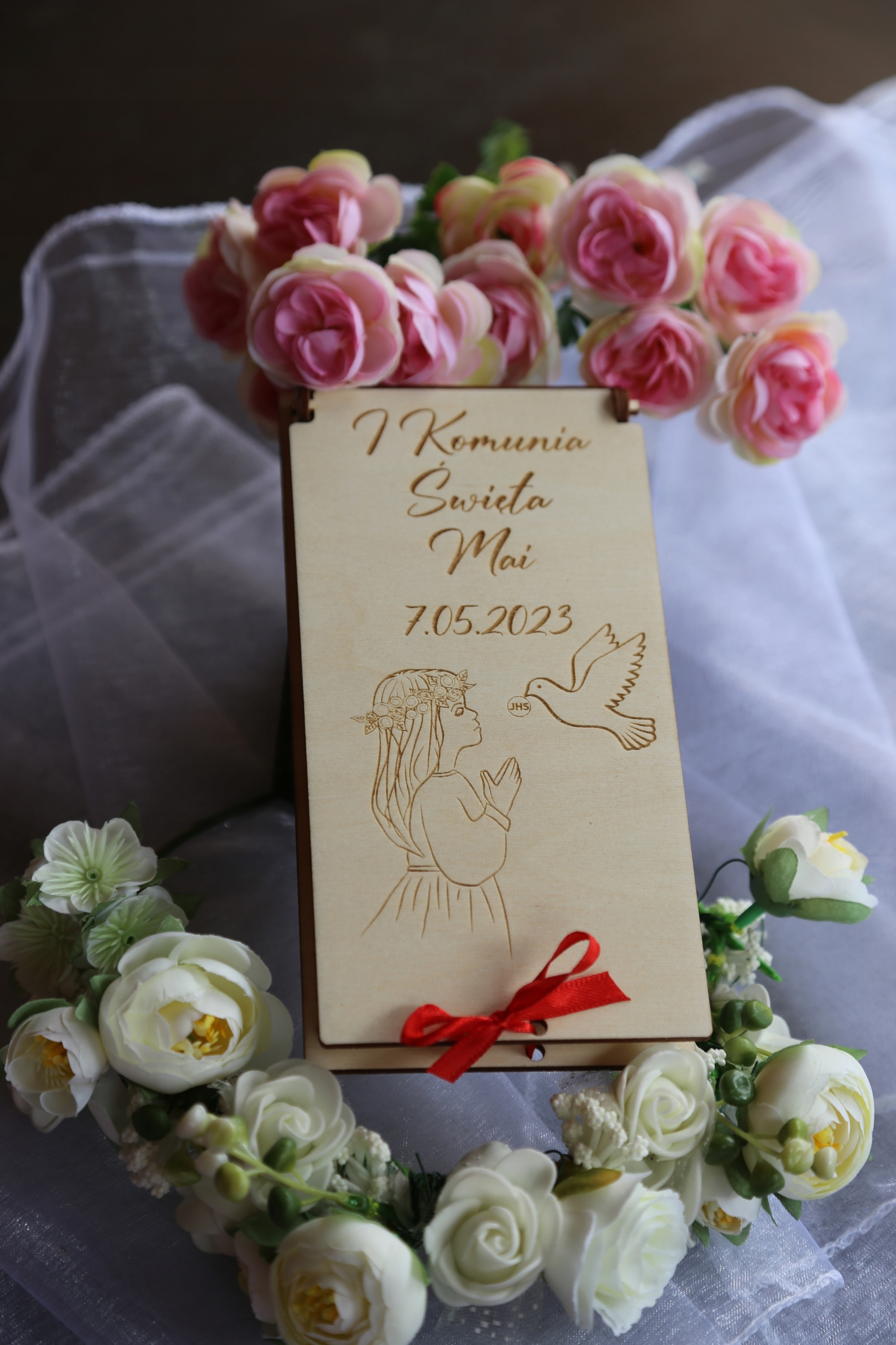 PUDEŁKO NA PIENIĄDZE PREZENT PAMIĄTKA I KOMUNII z drewna Marka bez marki