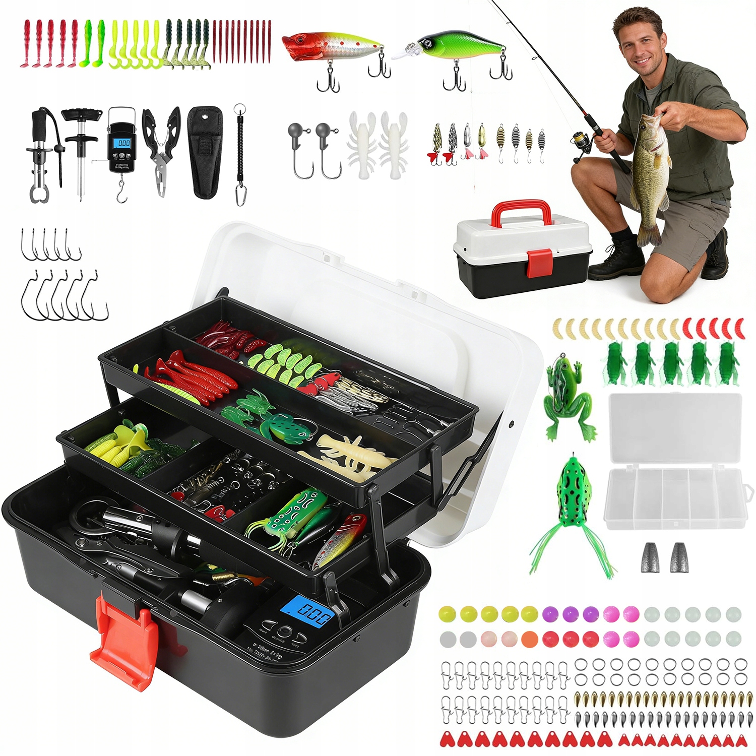 Pudełko Na Przynęty Wędkarskie Zestaw Do Łowienia Ryb 213 Elementów