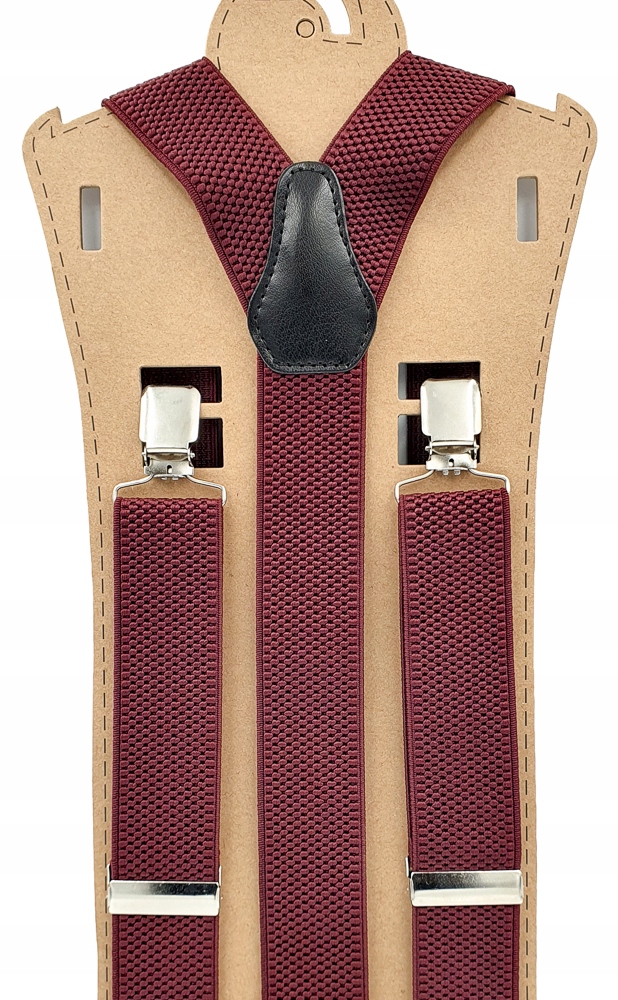 

Bordowe jednokolorowe gładkie szelki męskie