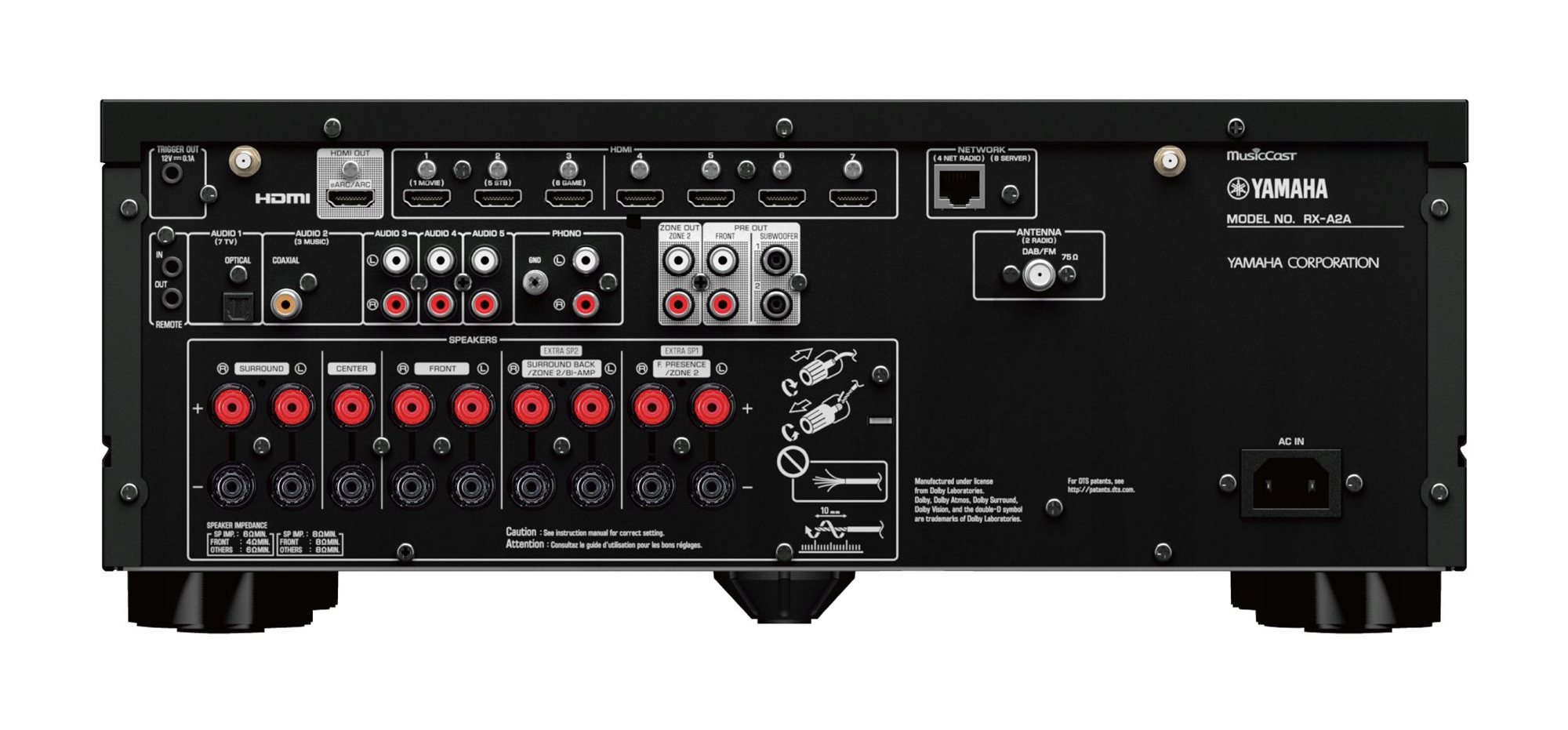 KLIPSCH R-800F + R-60M + R-30C + R-40SA R-121SW + YAMAHA RX-A2A Aventage Waga zestawu 49 kg