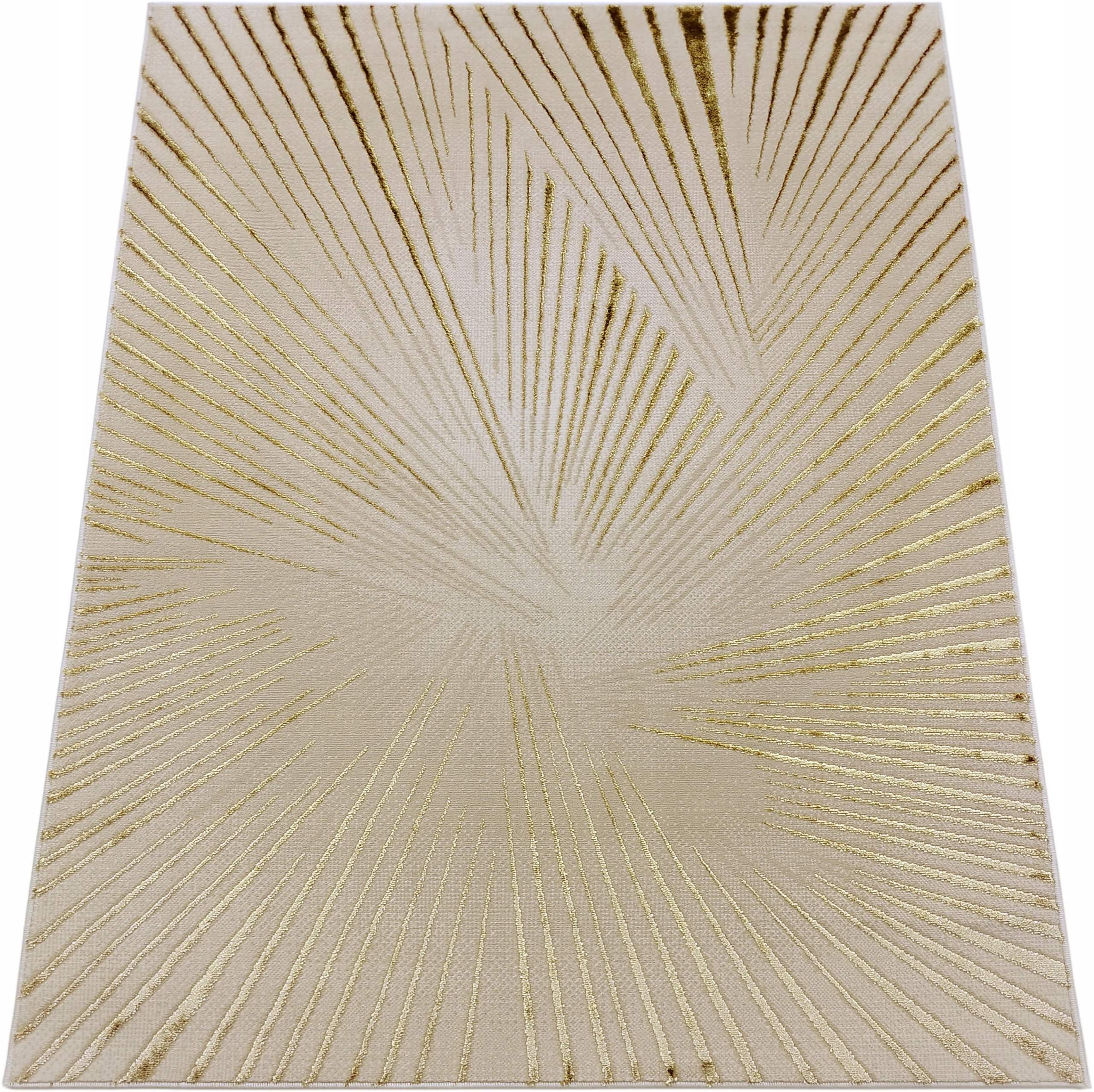 Koberec 60x100 Béžový Se Zlatem Moderní Geometrický Do Obývacího Pokoje Ložnice