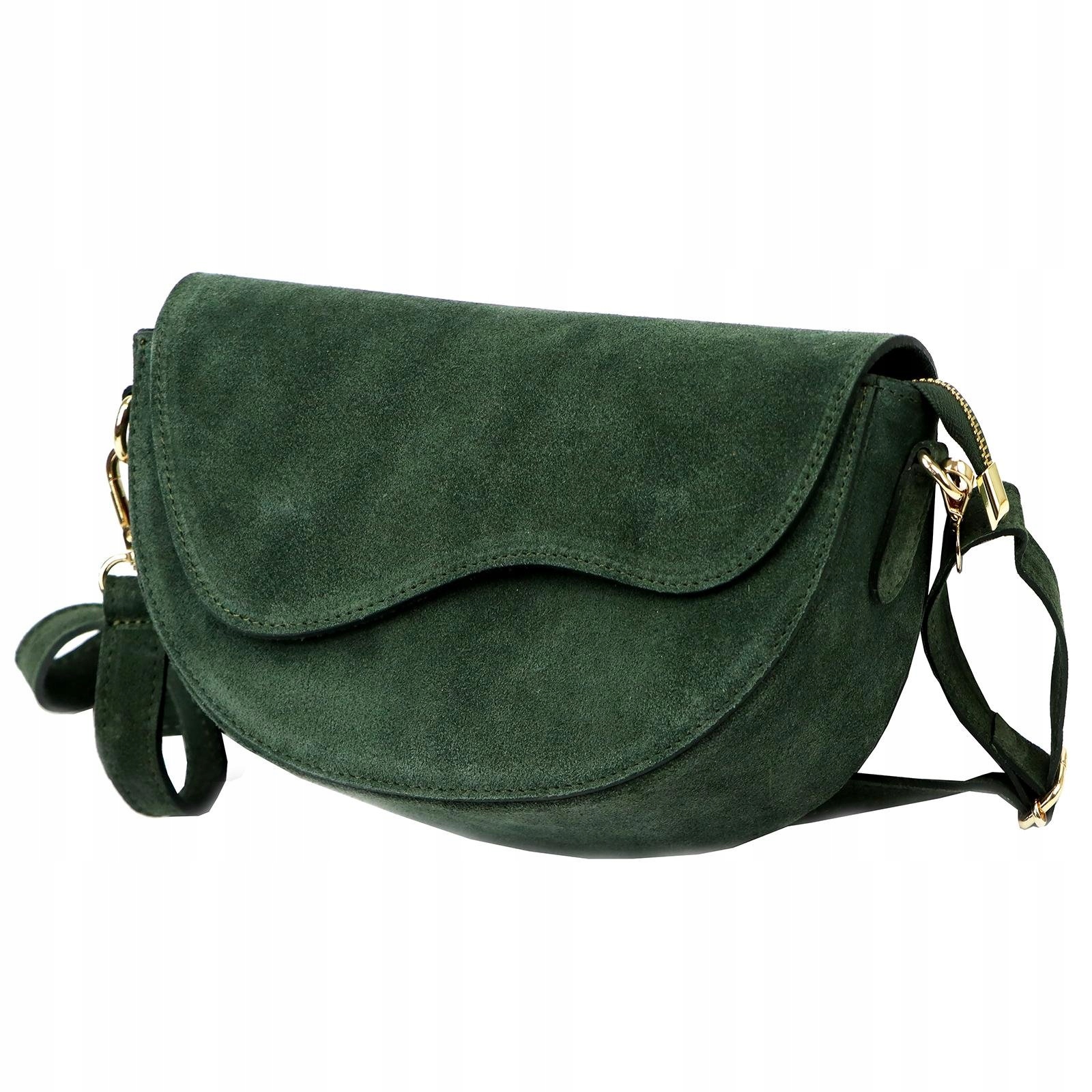 Dámská kabelka přes rameno kožená semišová tmavě zelená Luka