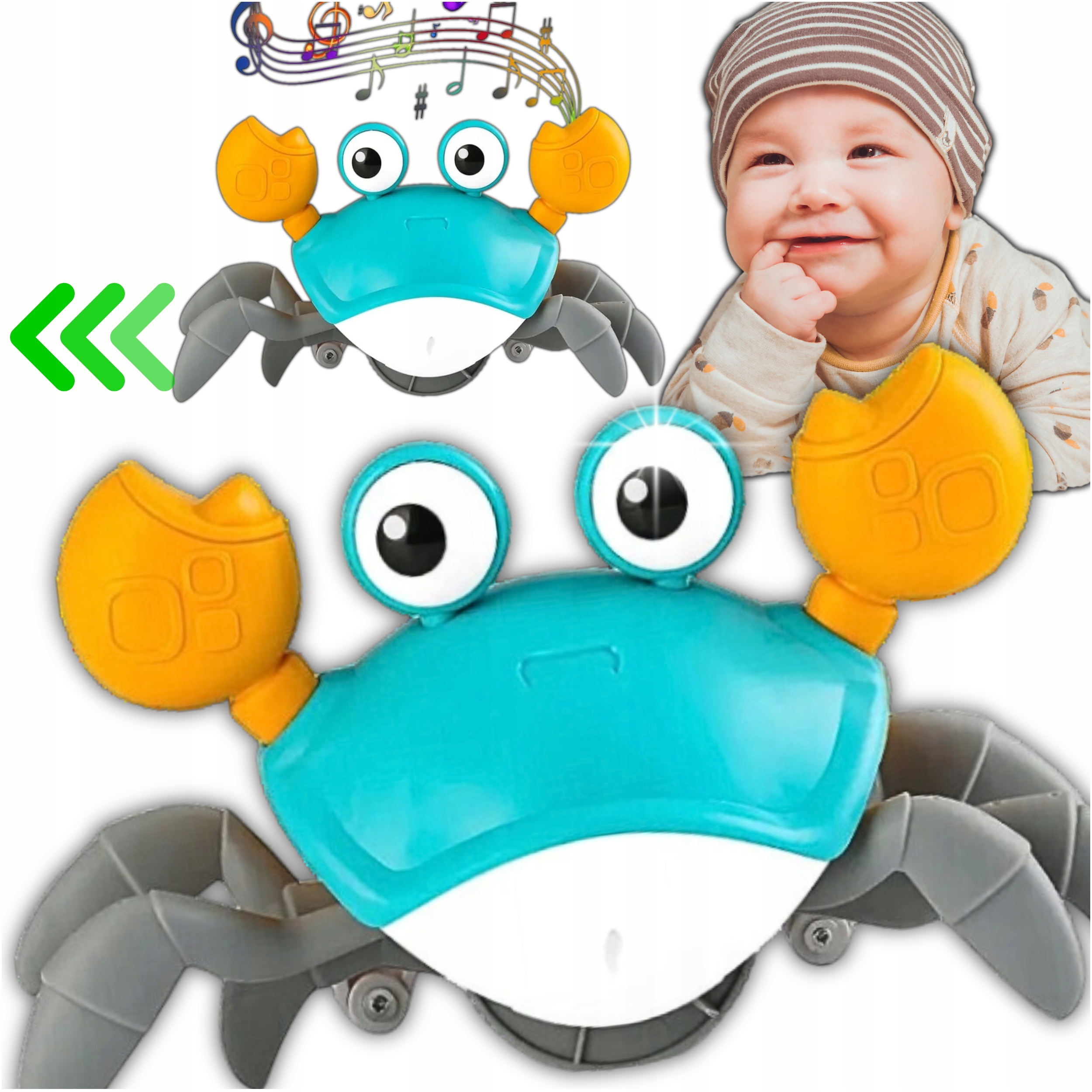 PEŁZAJĄCY KRAB UCIEKAJĄCY ZABAWKA INTERAKTYWNA Z DŹWIĘKIEM DLA DZIECKA BABY Efekty dźwiękowe