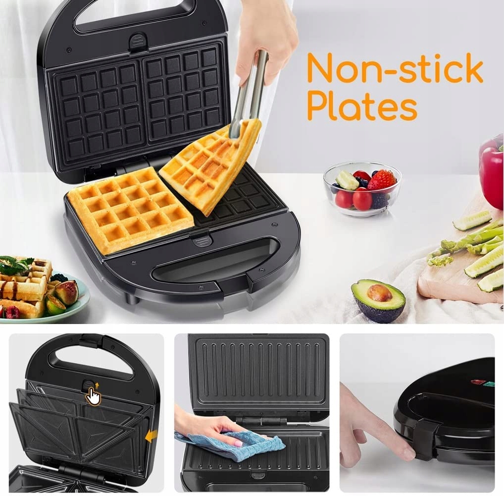 SOKANY Urządzenie 6w1 750W Opiekacz Gofrownica Grill Donut Maker — miniatura 8