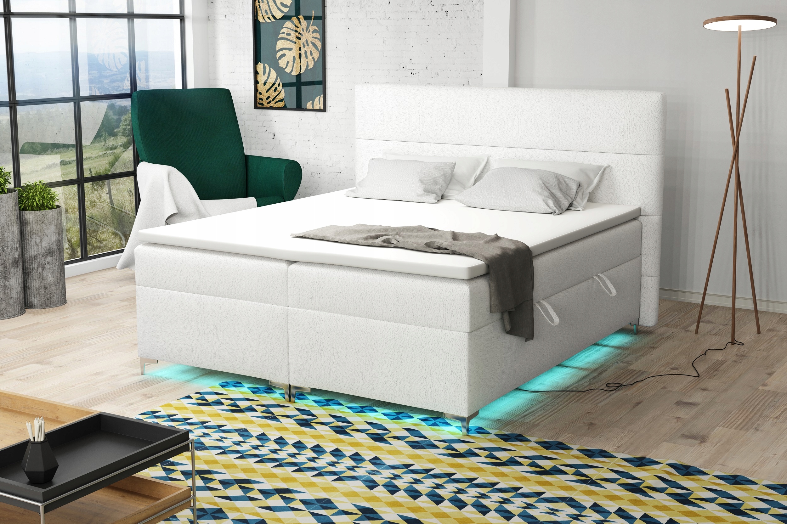 Łóżko Kontynentalne Boxspring Opcja LED ZL011 160 • Cena, Opinie ...