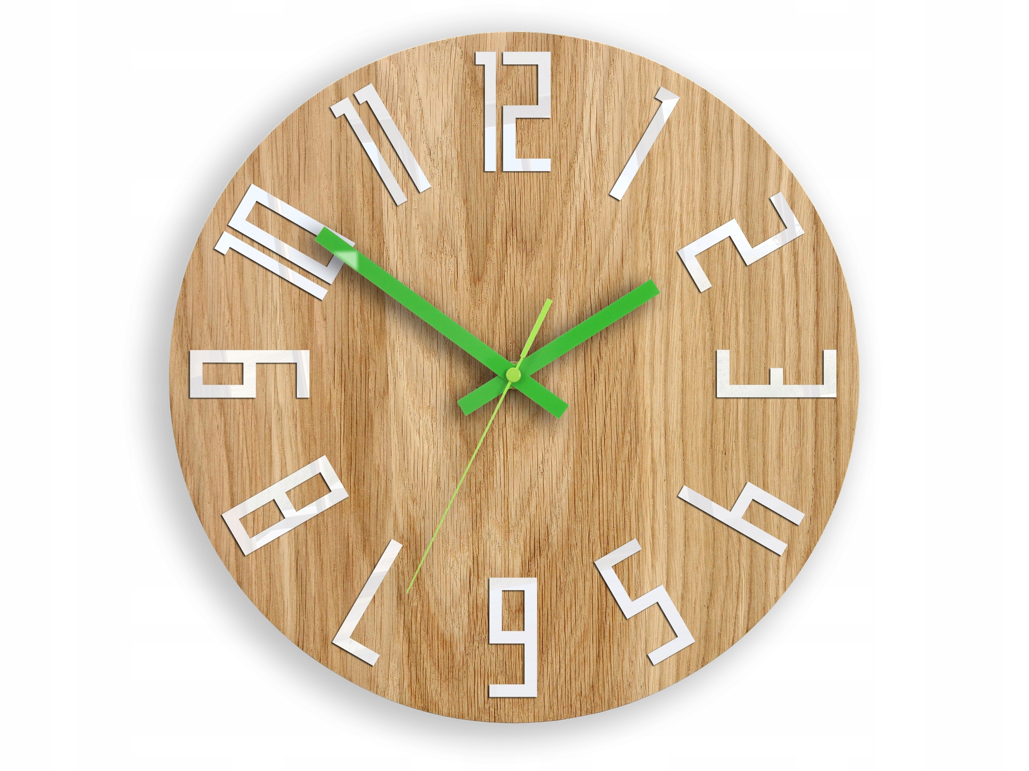 Moderní dřevěný nástěnný hodinový stroj s velkými číslicemi Kulatý Tichý loft