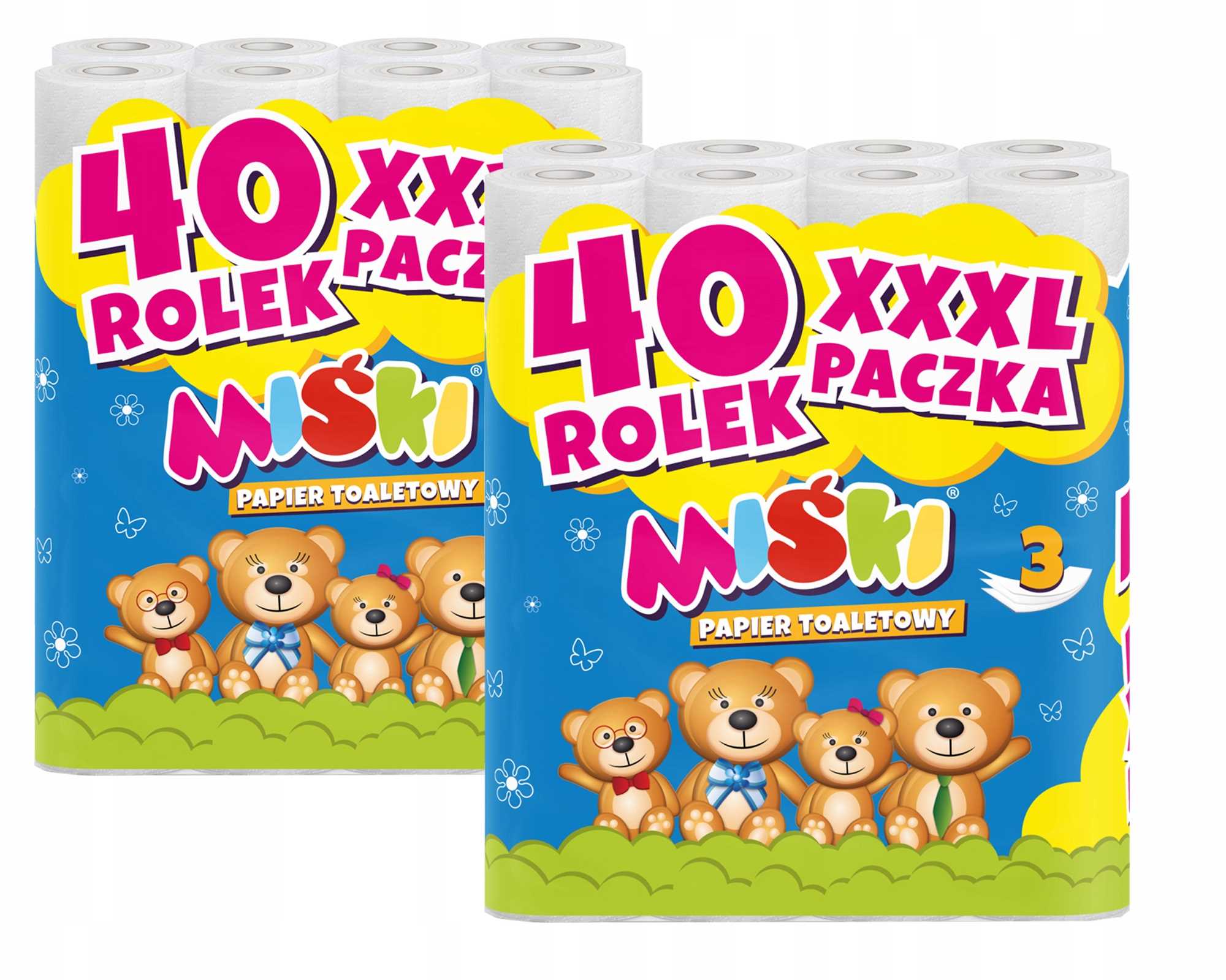 Toaletní papír 40R Miśki 3W 80 rolí
