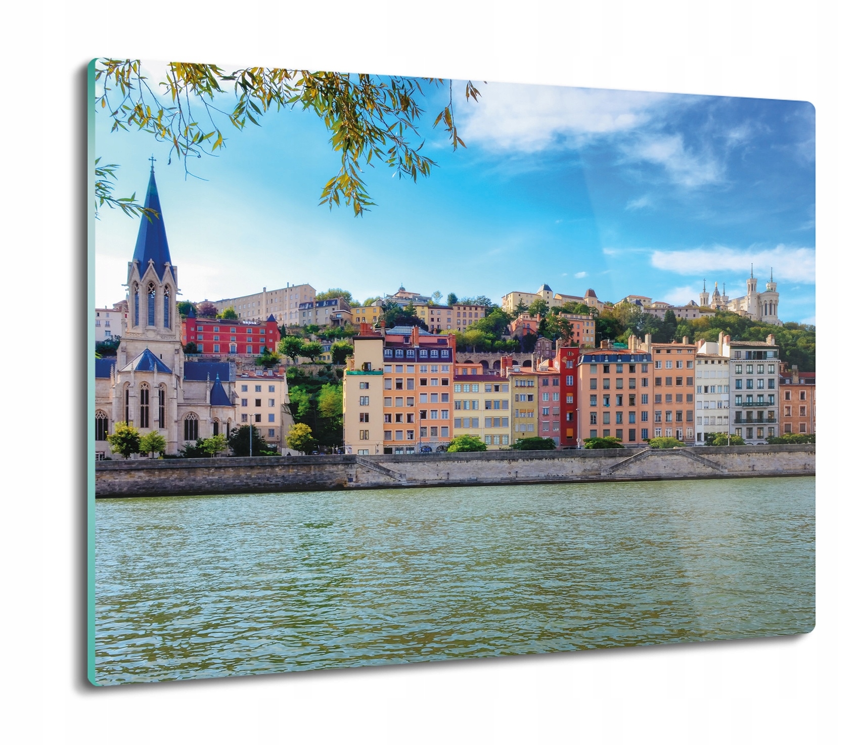 

Miasto domy rzeka 60x52 deska ze szkła na prezent