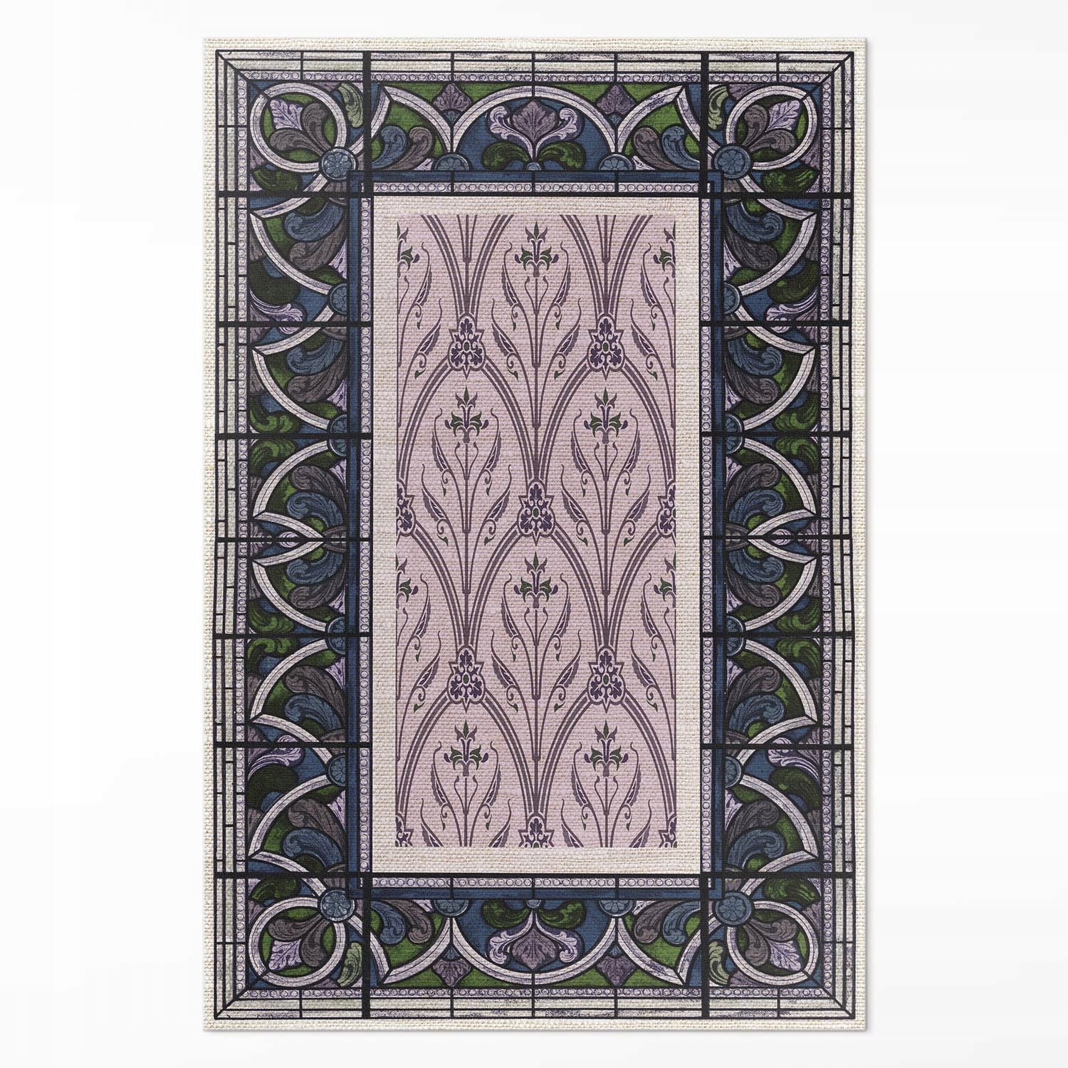 Dekoratívny vinylový koberec Do Obývačky Gotické fialové vitráže 80x120 cm