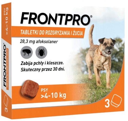 Frontpro M 28,3mg 3x Tabletka na Pchły Kleszcze dla Psa 4-10kg