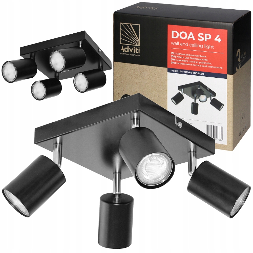 

Lampa Sufitowa Oprawa Halogenowa Kwadrat 4x GU10