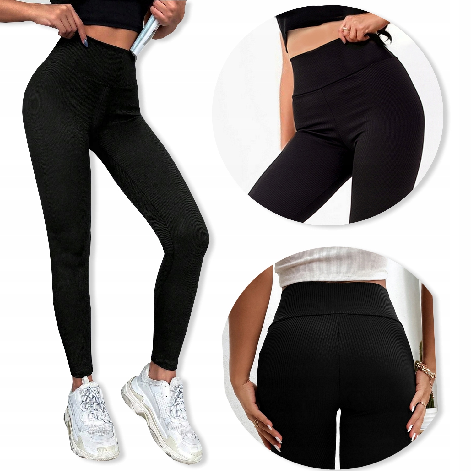 

Legginsy Bambusowe Wysoki Stan Prążkowane #2XL/3XL