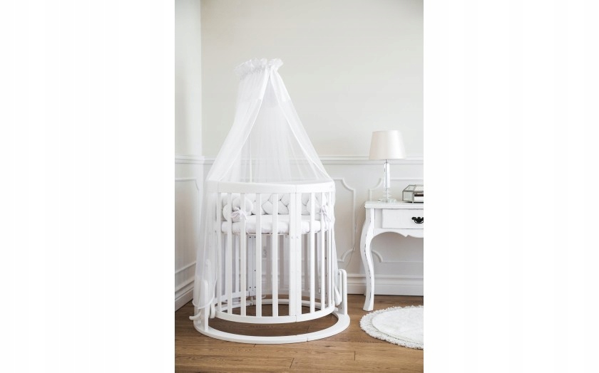 ŁÓŻECZKO DREWNIANE DLA DZIECKA BIAŁE OWALNE 7W1 Z MATERACEM WALDIN Kod producenta OWAL-W