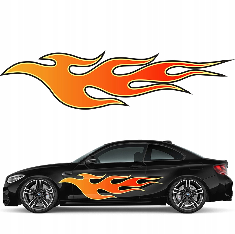 Barevná Nálepka Na Auto Oheň Ohně Plameny Plamen Fire 180x45