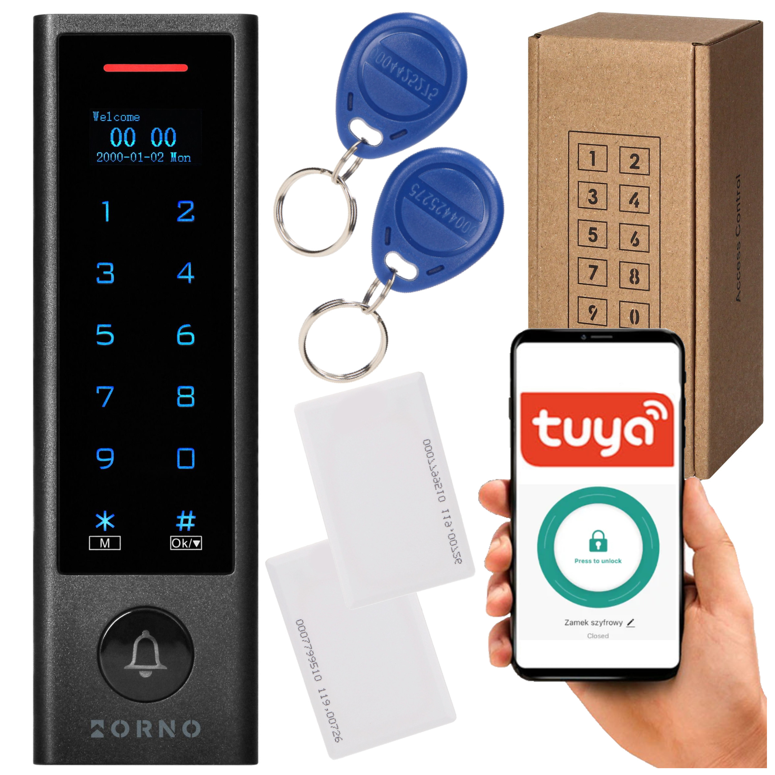 Zamek Szyfrowy Wifi Tuya Do Drzwi Na Kod Czytnik Rfid Zewnętrzny IP68 Orno