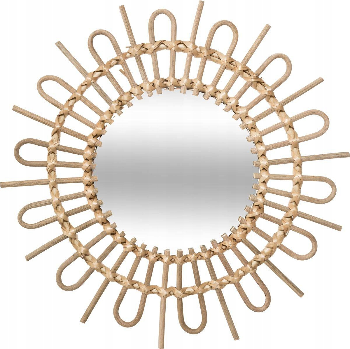 Wiszące wiklinowe lustro w stylu boho 50cm okrągłe