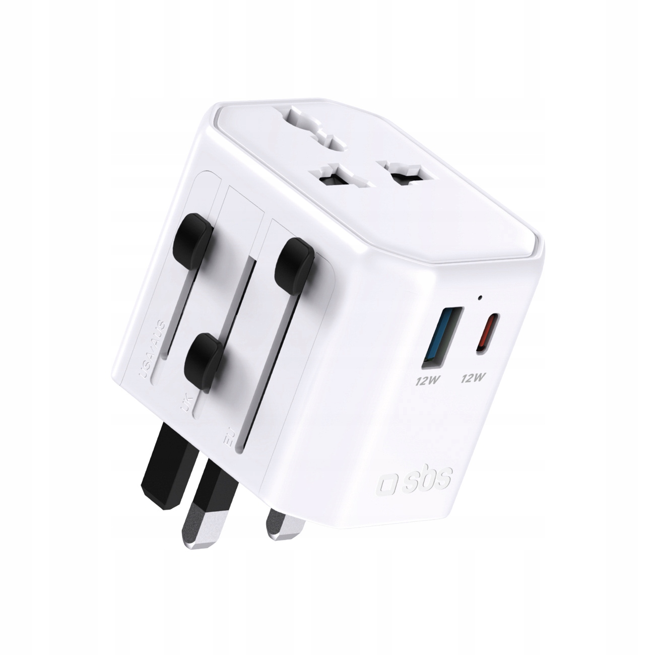 Univerzální cestovní síťový adaptér Usb-c Usb-a Eu Uk Us Aus bílý