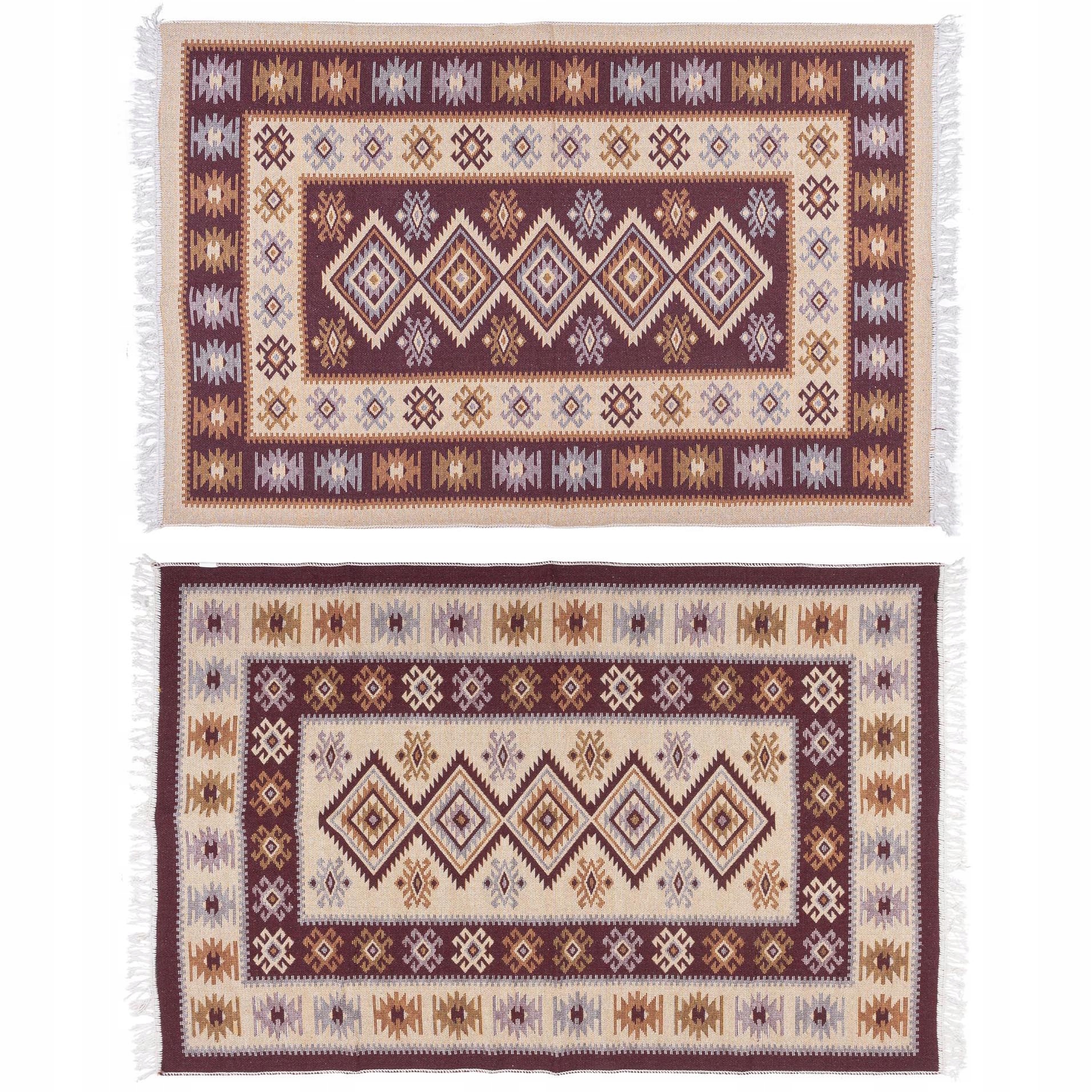 Koberec Kilim Tkaný Oboustranný Vzor 120x180 Švestka Romby Geometrický Boho